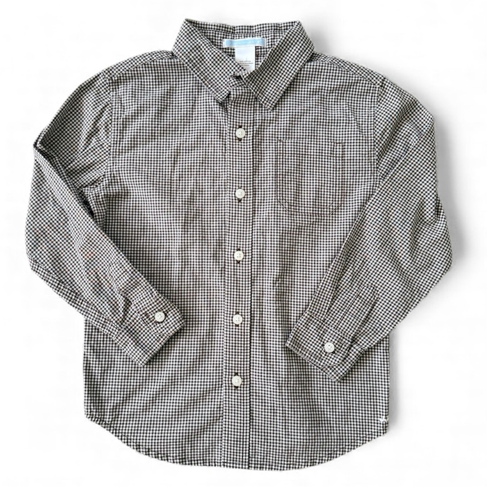 Janie and Jack Brown and White Checkered Kids Shirt Toddler size 4